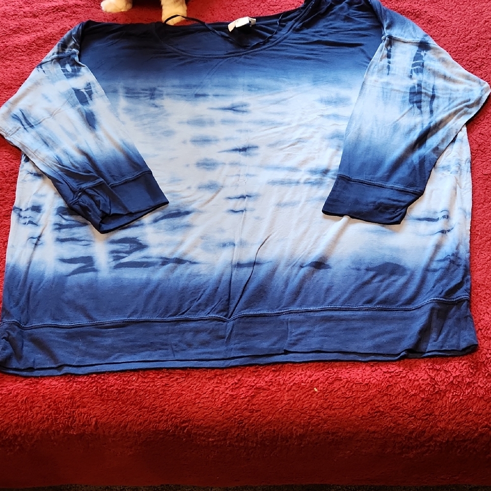 Style & Co. Blue Boxy 3/4 Sleeve Hoodie